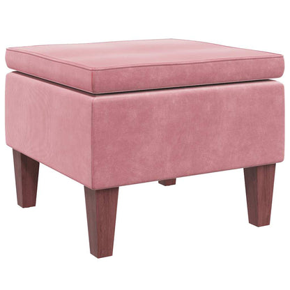 Hocker mit Holzbeinen Rosa Samt