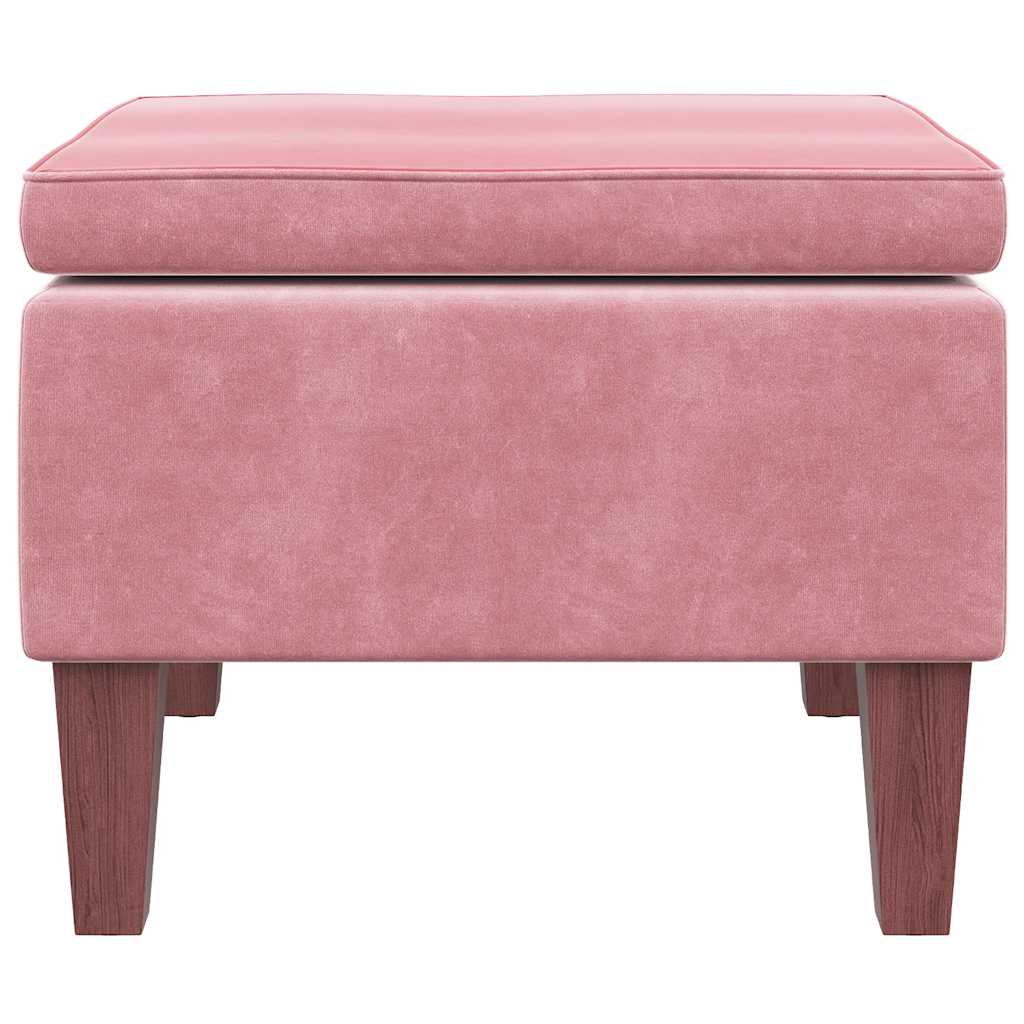 Hocker mit Holzbeinen Rosa Samt