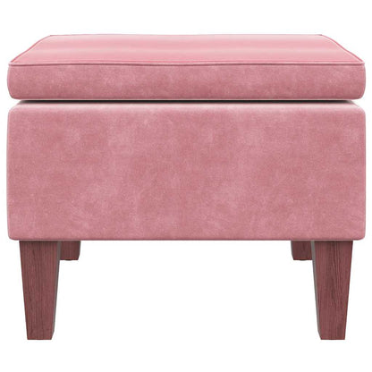 Hocker mit Holzbeinen Rosa Samt