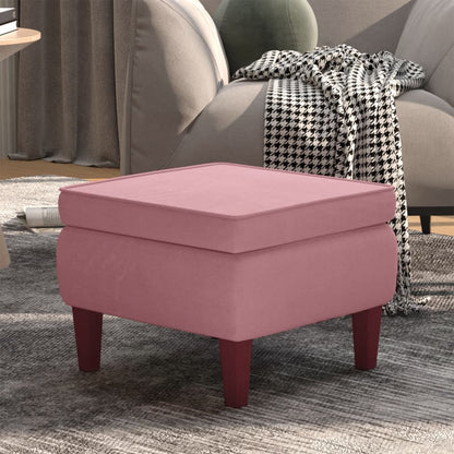 Hocker mit Holzbeinen Rosa Samt