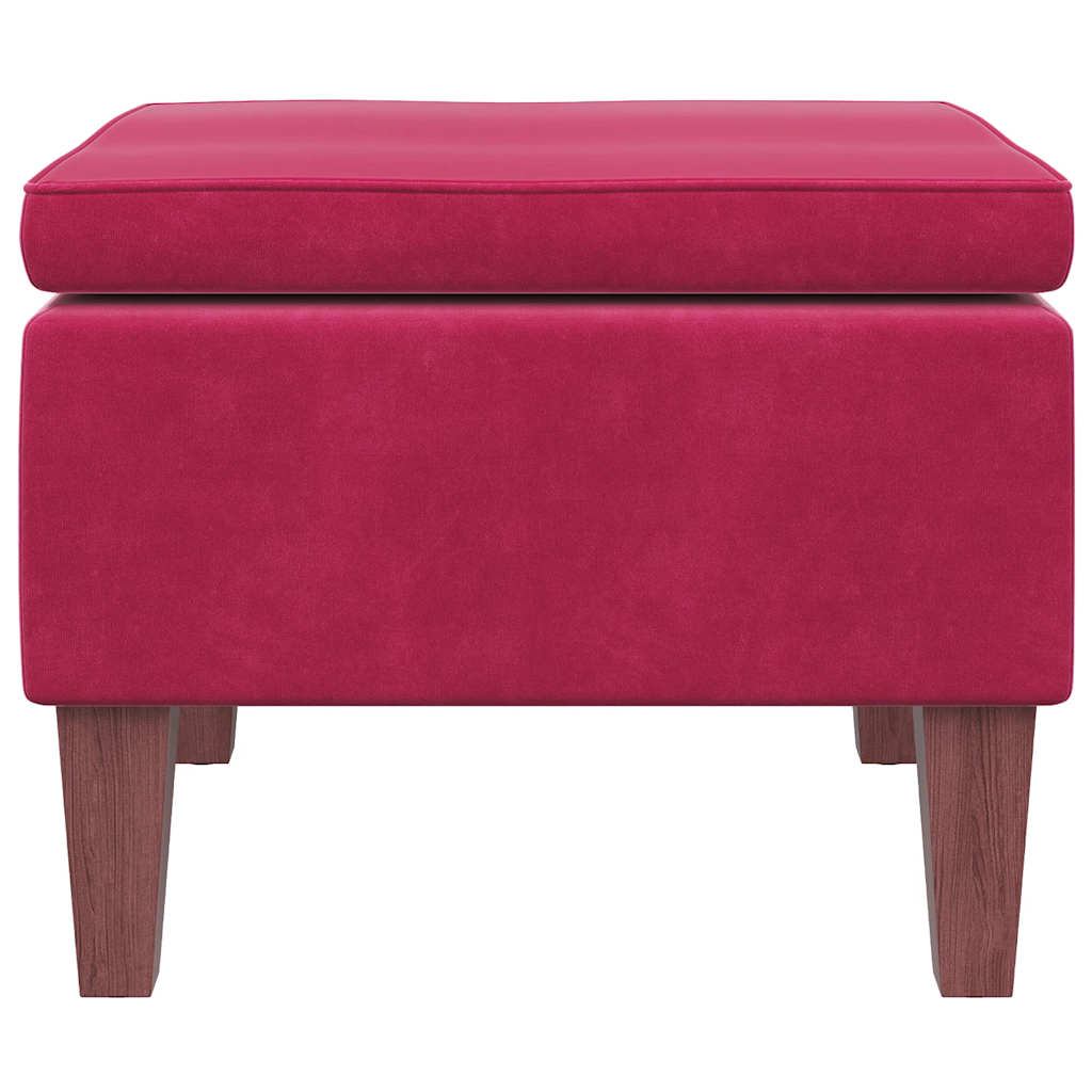 Hocker mit Holzbeinen Weinrot Samt