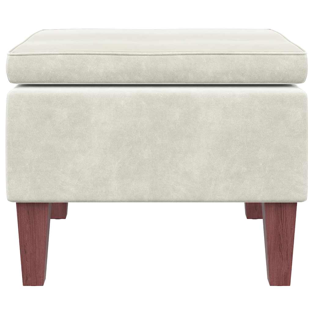 Hocker mit Holzbeinen Creme Samt