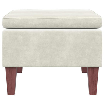 Hocker mit Holzbeinen Creme Samt