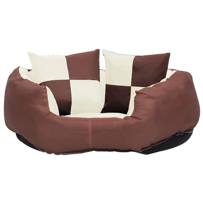 Hundekissen Wendbar und Waschbar Braun und Creme 65x50x20 cm