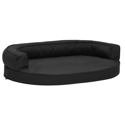 Hundematratze Ergonomisch 75x53 cm Leinenoptik Schwarz