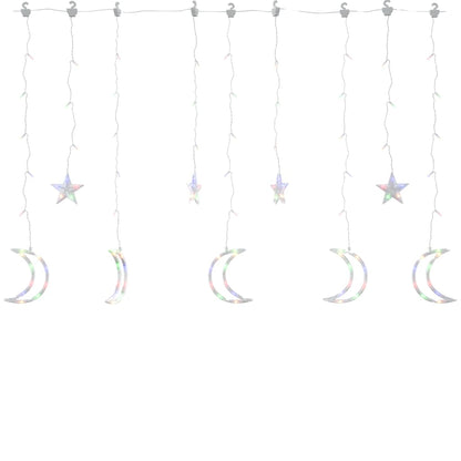 Lichterketten Stern und Mond Fernbedienung 138 LED Bunt