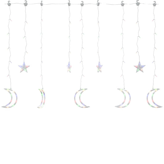 Lichterketten Stern und Mond Fernbedienung 138 LED Bunt