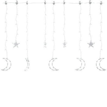 Lichterketten Stern und Mond Fernbedienung 345 LED Kaltweiß