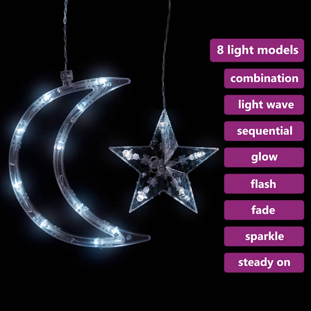 Lichterketten Stern und Mond Fernbedienung 345 LED Kaltweiß