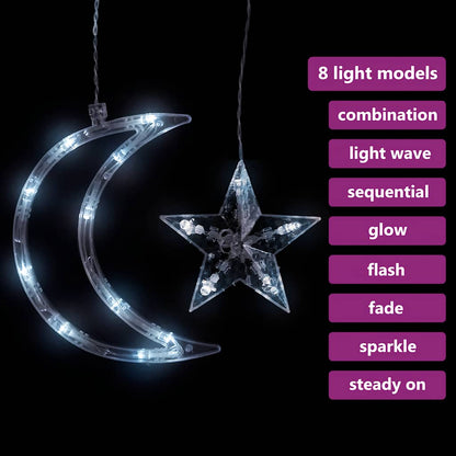 Lichterketten Stern und Mond Fernbedienung 345 LED Kaltweiß