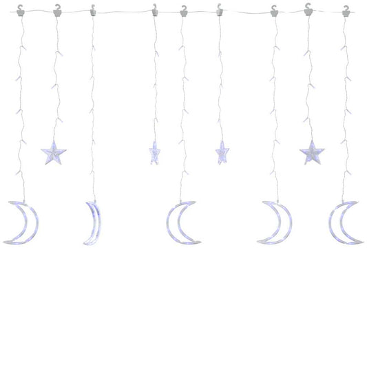 Lichterketten Stern und Mond Fernbedienung 345 LED Blau
