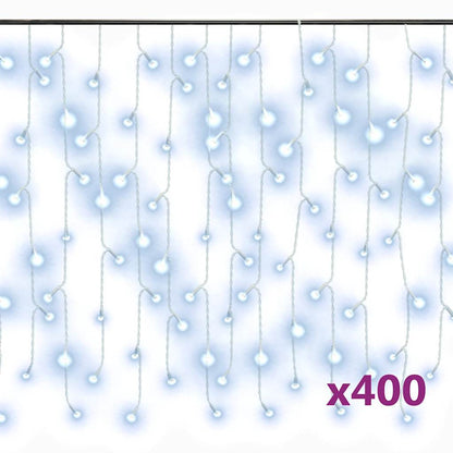 Lichtervorhang LED Eiszapfen 10 m 400 LED Kaltweiß 8 Funktionen