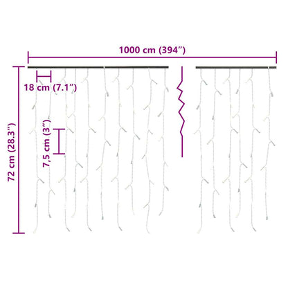 Lichtervorhang LED Eiszapfen 10 m 400 LED Blau 8 Funktionen