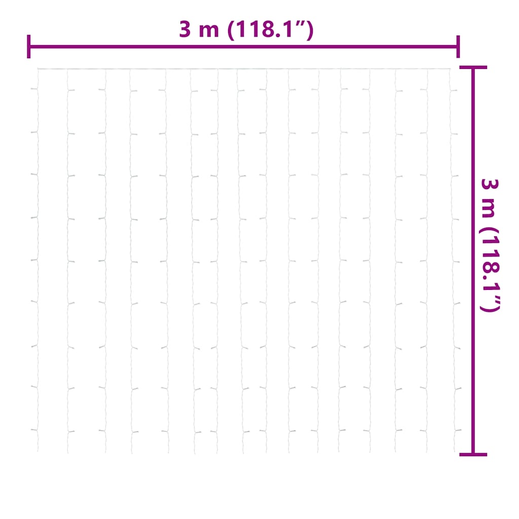 LED-Lichtervorhang 3x3 m 300 LED Warmweiß 8 Funktionen