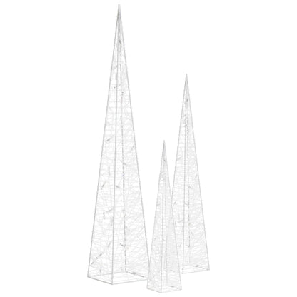LED-Leuchtkegel-Set Acryl Deko Blau 30/45/60 cm