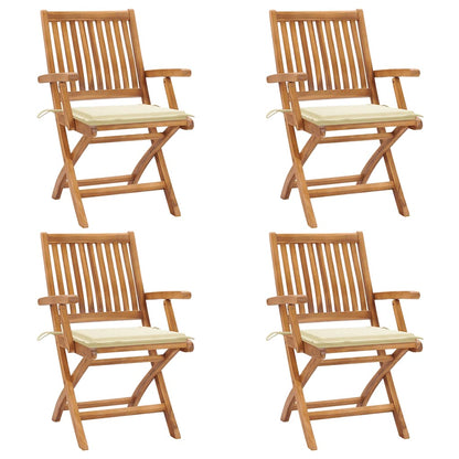 Klappbare Gartenstühle mit Kissen 4 Stk. Massivholz Teak