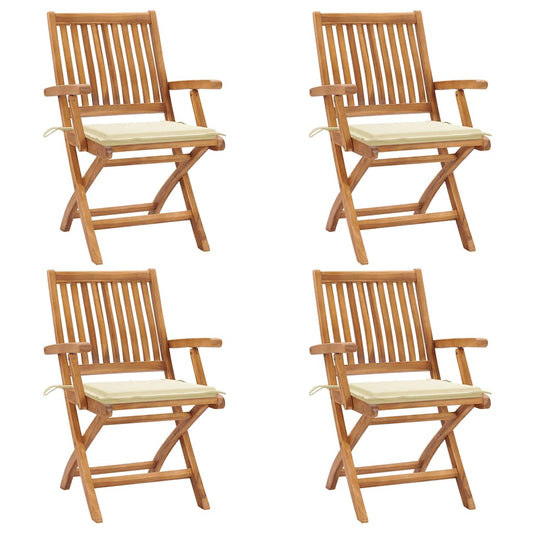 Klappbare Gartenstühle mit Kissen 4 Stk. Massivholz Teak