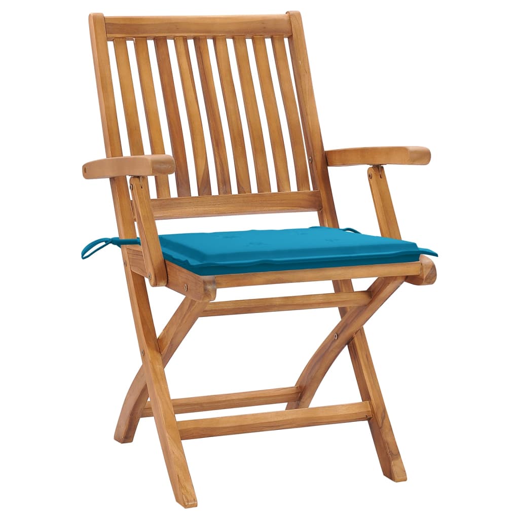 Klappbare Gartenstühle mit Kissen 4 Stk. Massivholz Teak
