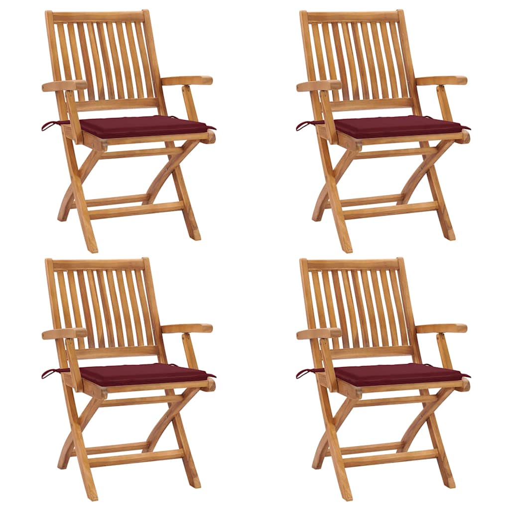 Klappbare Gartenstühle mit Kissen 4 Stk. Massivholz Teak