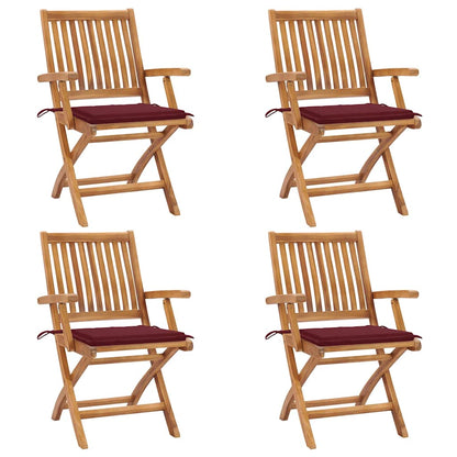 Klappbare Gartenstühle mit Kissen 4 Stk. Massivholz Teak