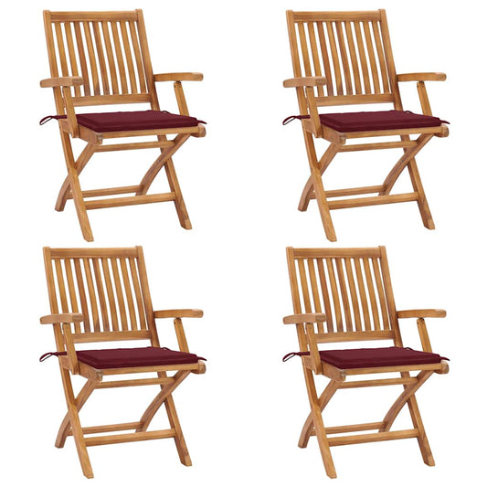 Klappbare Gartenstühle mit Kissen 4 Stk. Massivholz Teak