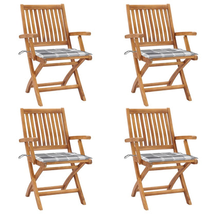Klappbare Gartenstühle mit Kissen 4 Stk. Massivholz Teak