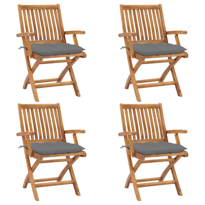 Klappbare Gartenstühle mit Kissen 4 Stk. Massivholz Teak