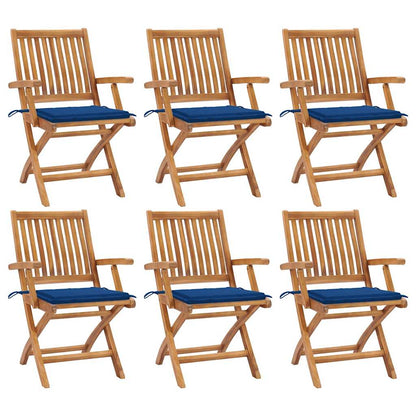 Klappbare Gartenstühle mit Kissen 6 Stk. Massivholz Teak