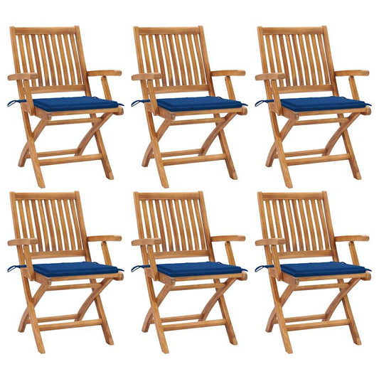 Klappbare Gartenstühle mit Kissen 6 Stk. Massivholz Teak