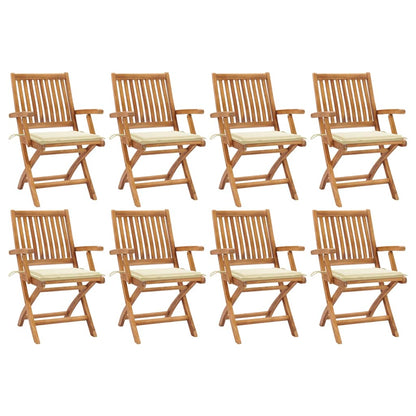 Klappbare Gartenstühle mit Kissen 8 Stk. Massivholz Teak