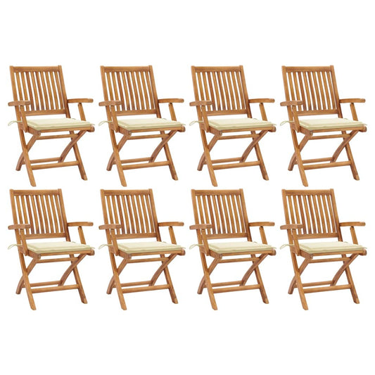Klappbare Gartenstühle mit Kissen 8 Stk. Massivholz Teak
