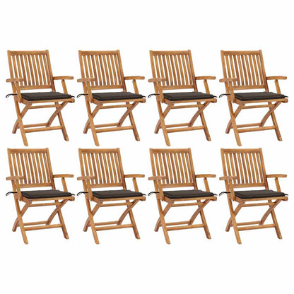 Klappbare Gartenstühle mit Kissen 8 Stk. Massivholz Teak