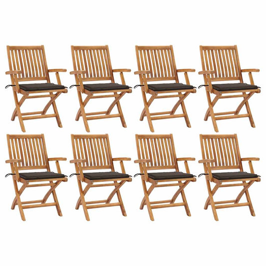Klappbare Gartenstühle mit Kissen 8 Stk. Massivholz Teak