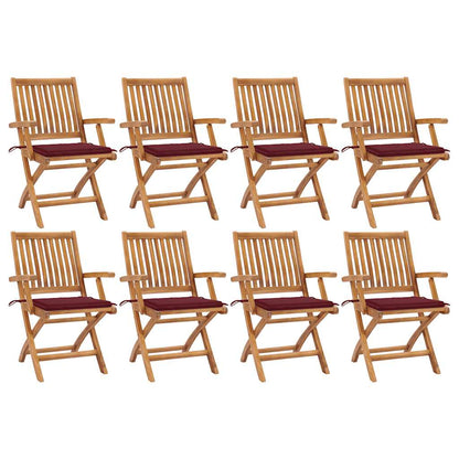 Klappbare Gartenstühle mit Kissen 8 Stk. Massivholz Teak