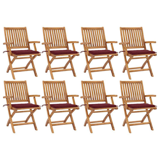 Klappbare Gartenstühle mit Kissen 8 Stk. Massivholz Teak