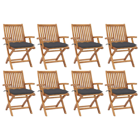 Klappbare Gartenstühle mit Kissen 8 Stk. Massivholz Teak