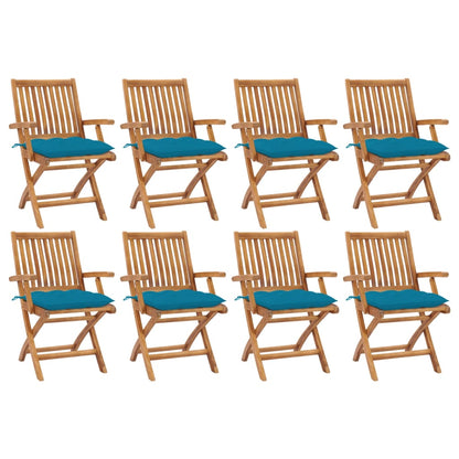 Klappbare Gartenstühle mit Kissen 8 Stk. Massivholz Teak