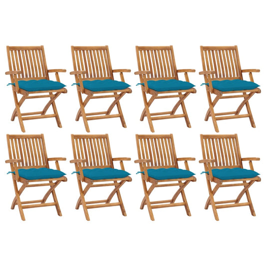 Klappbare Gartenstühle mit Kissen 8 Stk. Massivholz Teak