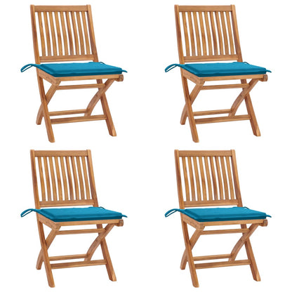 Klappbare Gartenstühle mit Kissen 4 Stk. Massivholz Teak