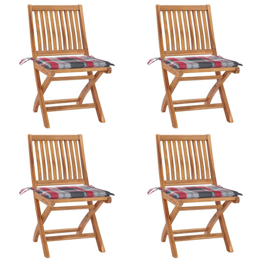 Klappbare Gartenstühle mit Kissen 4 Stk. Massivholz Teak