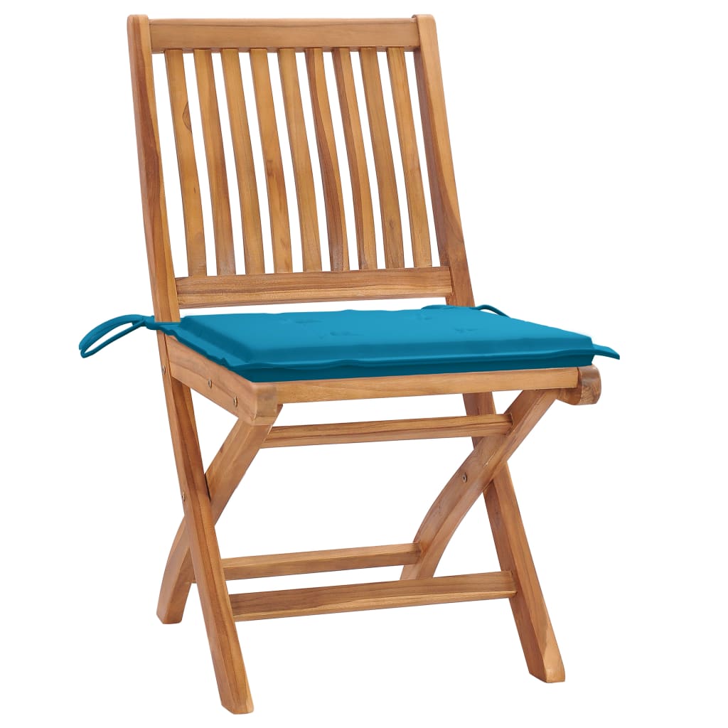 Klappbare Gartenstühle mit Kissen 6 Stk. Massivholz Teak
