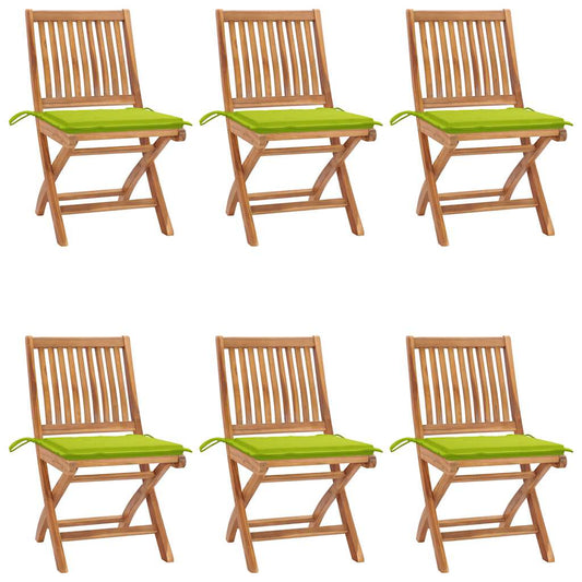 Klappbare Gartenstühle mit Kissen 6 Stk. Massivholz Teak