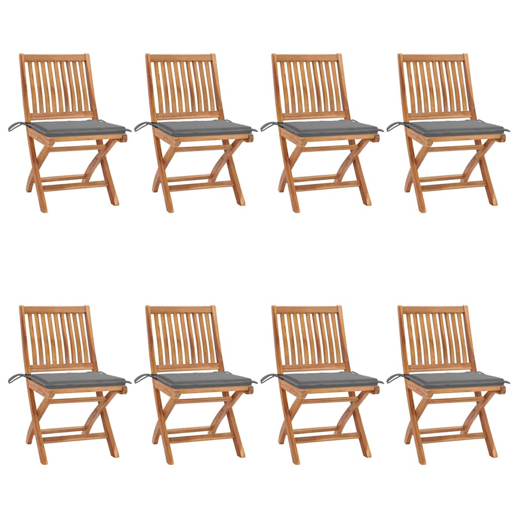Klappbare Gartenstühle mit Kissen 8 Stk. Massivholz Teak