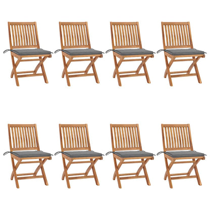 Klappbare Gartenstühle mit Kissen 8 Stk. Massivholz Teak