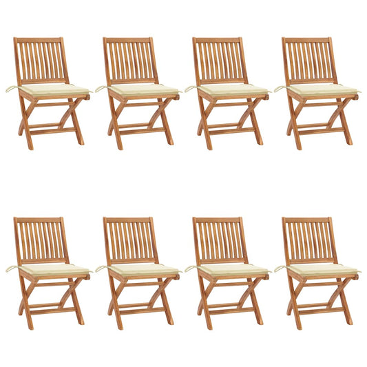 Klappbare Gartenstühle mit Kissen 8 Stk. Massivholz Teak