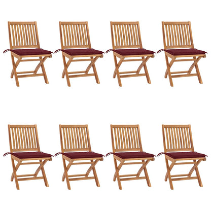 Klappbare Gartenstühle mit Kissen 8 Stk. Massivholz Teak