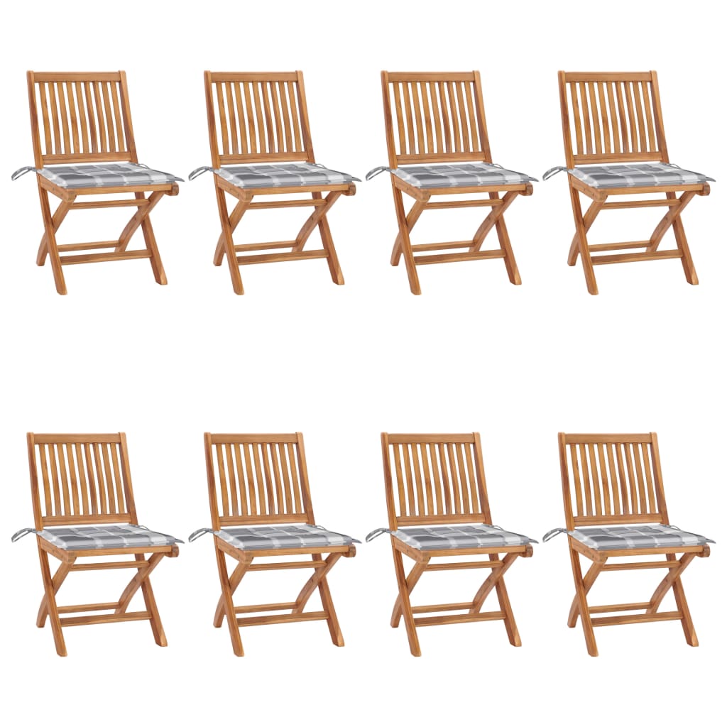 Klappbare Gartenstühle mit Kissen 8 Stk. Massivholz Teak