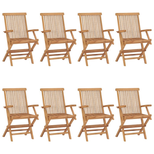 Gartenstühle mit Taupe Kissen 8 Stk. Massivholz Teak