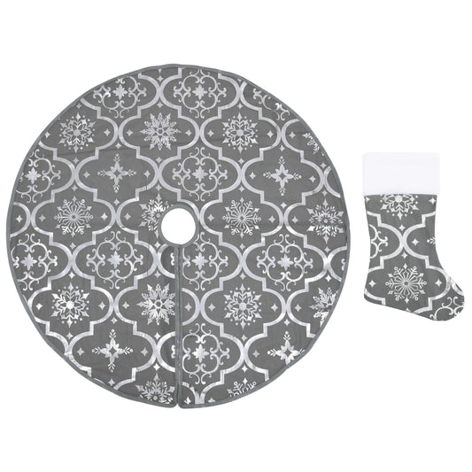 Luxus-Weihnachtsbaumdecke mit Socke Grau 122 cm Stoff