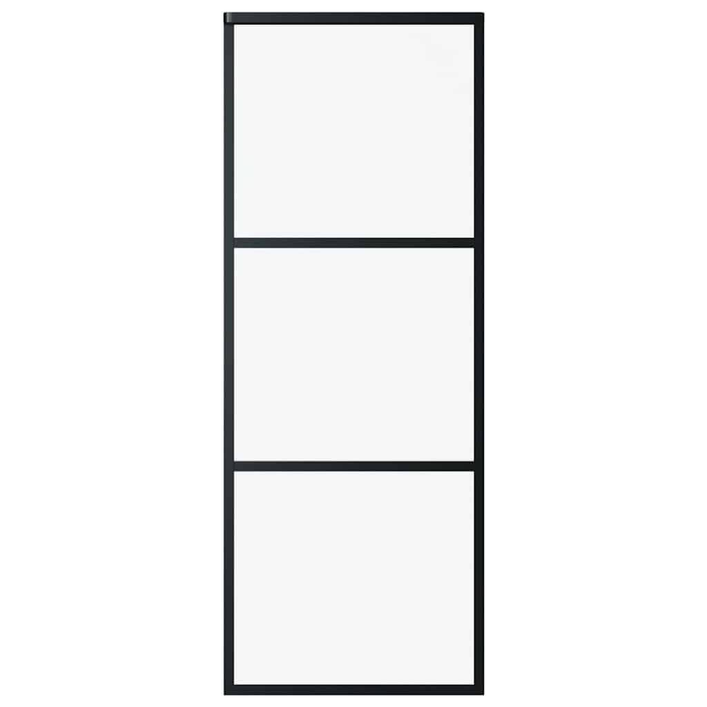 Schiebetür 3-teilig ESG-Glas und Aluminium 76x205 cm Schwarz